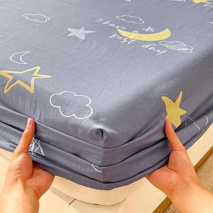 91家纺网 家纺一手货源 找家纺 纽缦家纺 2025新款纯棉斜纹床笠单品床笠 月光旅程灰