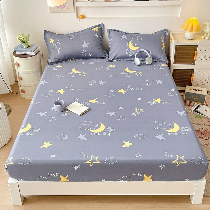 91家纺网 家纺一手货源 找家纺 纽缦家纺 2025新款纯棉斜纹床笠单品床笠 月光旅程灰