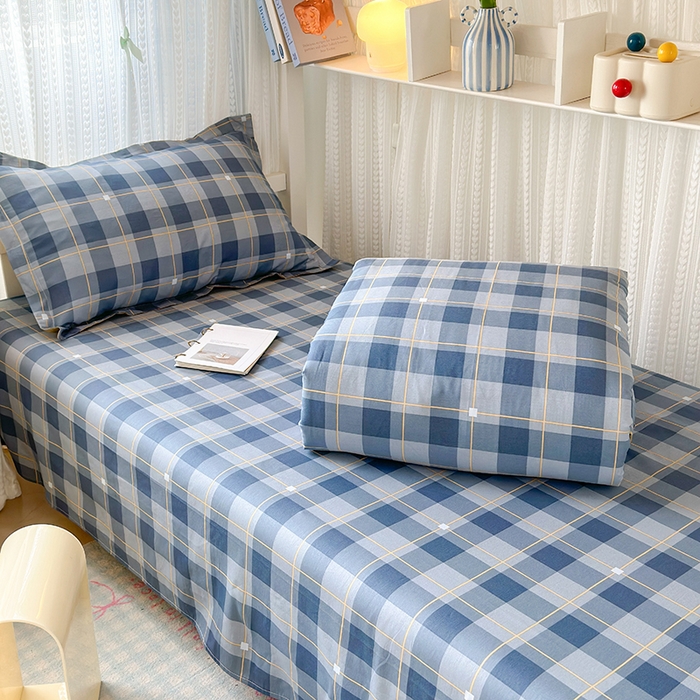 91家纺网 家纺一手货源 找家纺 拾物记 2025新款A类棉学生印花三件套 方特-蓝