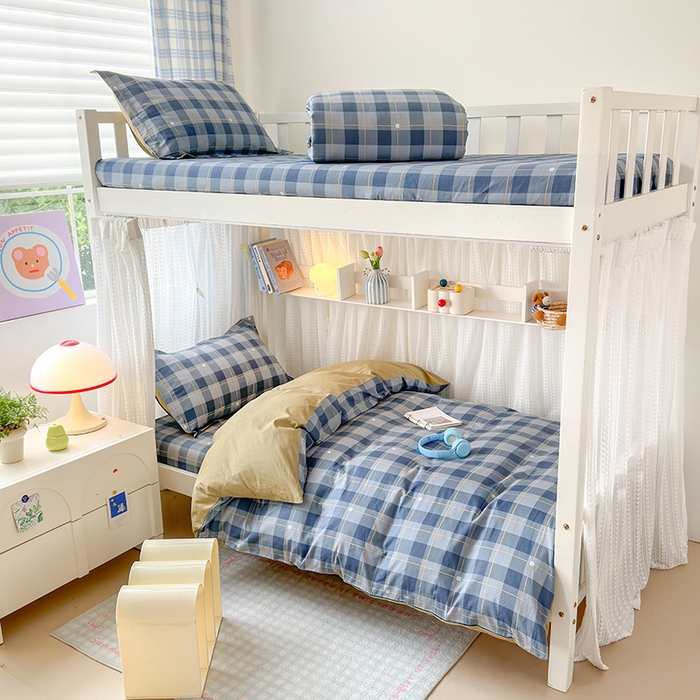 91家纺网 家纺一手货源 找家纺 拾物记 2025新款A类棉学生印花三件套 方特-蓝