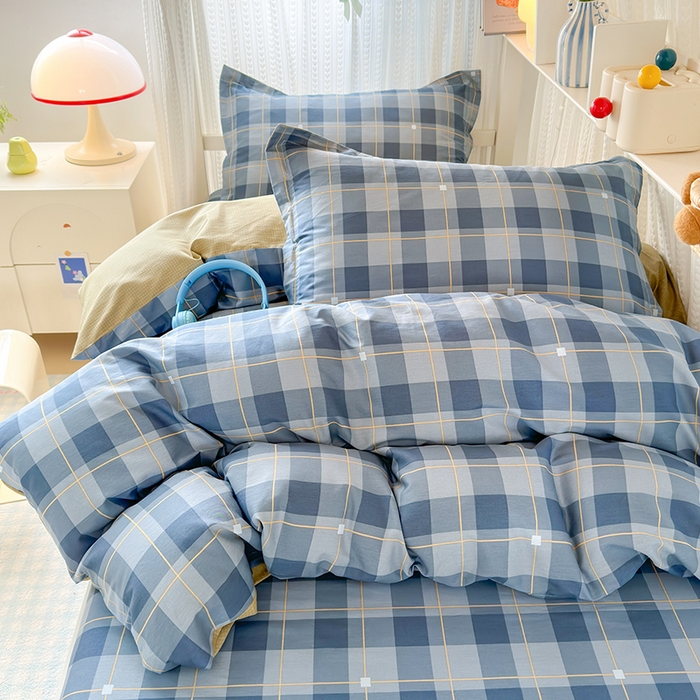 91家纺网 家纺一手货源 找家纺 拾物记 2025新款A类棉学生印花三件套 方特-蓝