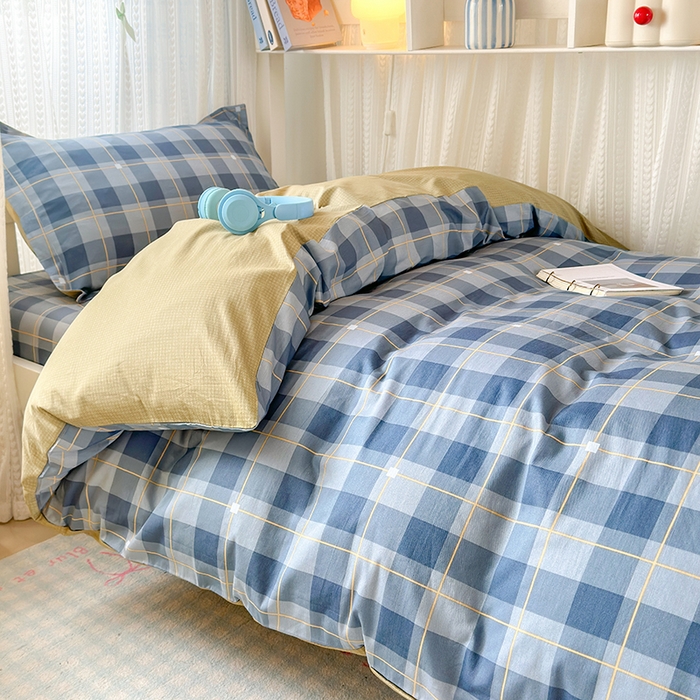 91家纺网 家纺一手货源 找家纺 拾物记 2025新款A类棉学生印花三件套 方特-蓝