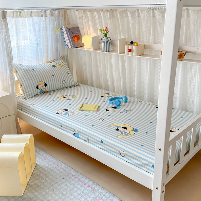 91家纺网 家纺一手货源 找家纺 拾物记 2025新款A类棉学生印花三件套 酣睡狗