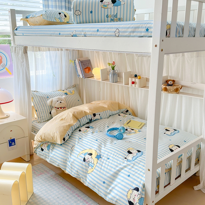 91家纺网 家纺一手货源 找家纺 拾物记 2025新款A类棉学生印花三件套 酣睡狗