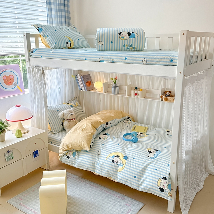 91家纺网 家纺一手货源 找家纺 拾物记 2025新款A类棉学生印花三件套 酣睡狗