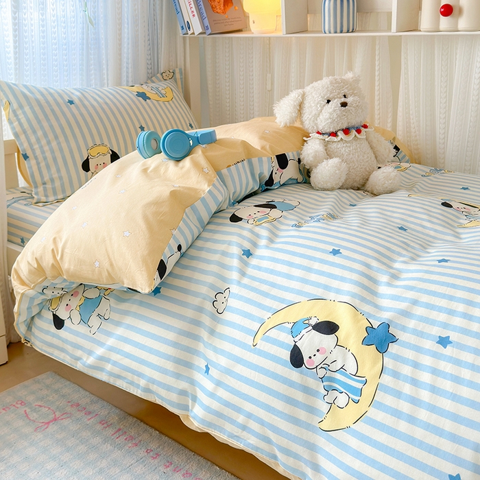 91家纺网 家纺一手货源 找家纺 拾物记 2025新款A类棉学生印花三件套 酣睡狗