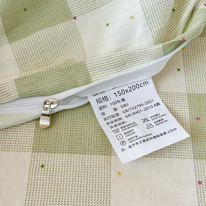 91家纺网 家纺一手货源 找家纺 拾物记 2025新款A类棉学生印花三件套 芥绿蝴蝶结