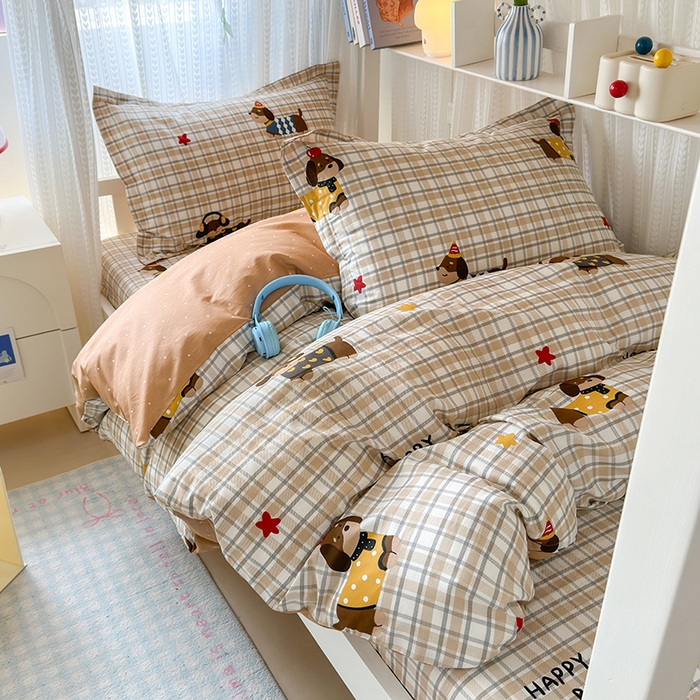 91家纺网 家纺一手货源 找家纺 拾物记 2025新款A类棉学生印花三件套 酷比狗