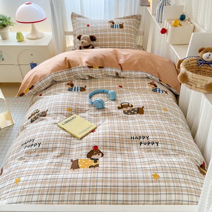 91家纺网 家纺一手货源 找家纺 拾物记 2025新款A类棉学生印花三件套 酷比狗