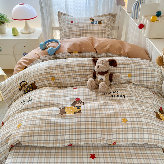 91家纺网 家纺一手货源 找家纺 拾物记 2025新款A类棉学生印花三件套 酷比狗