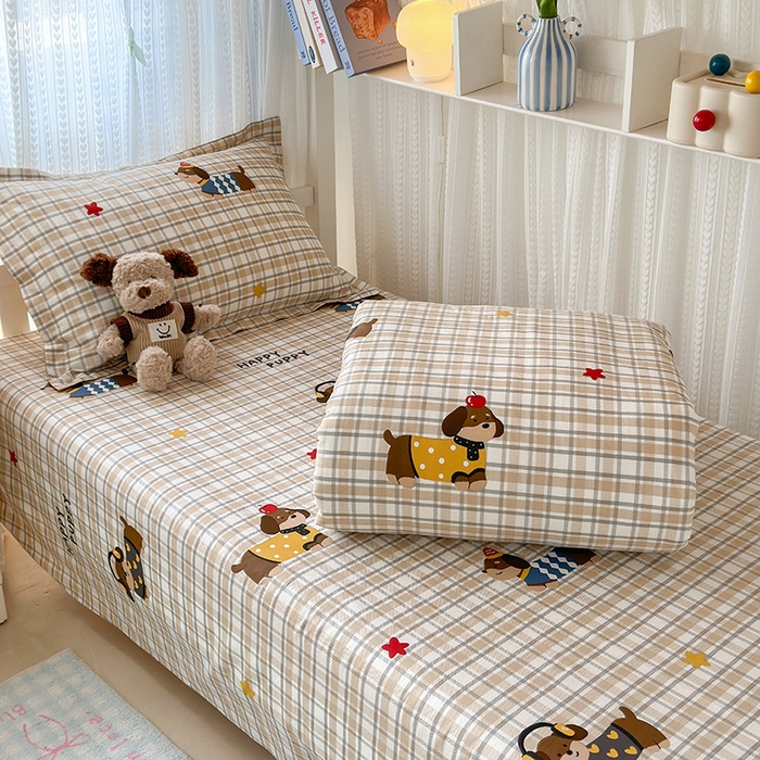 91家纺网 家纺一手货源 找家纺 拾物记 2025新款A类棉学生印花三件套 酷比狗