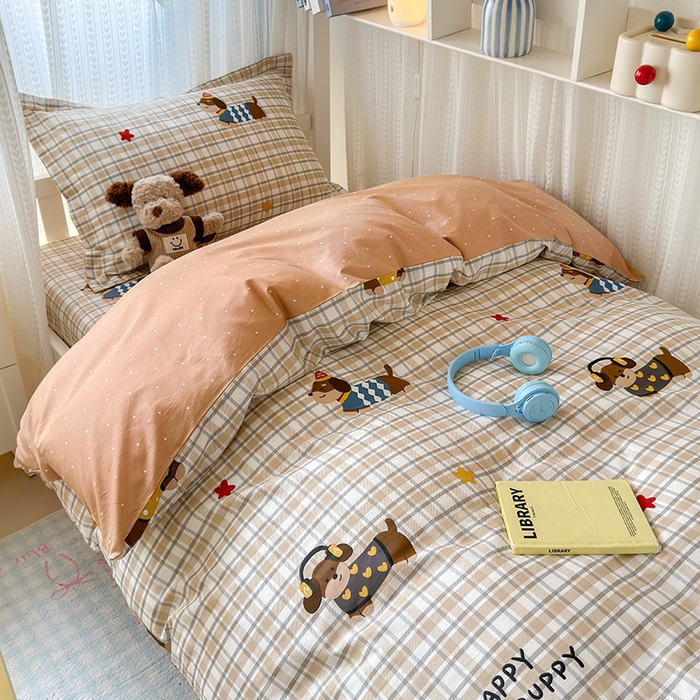 91家纺网 家纺一手货源 找家纺 拾物记 2025新款A类棉学生印花三件套 酷比狗