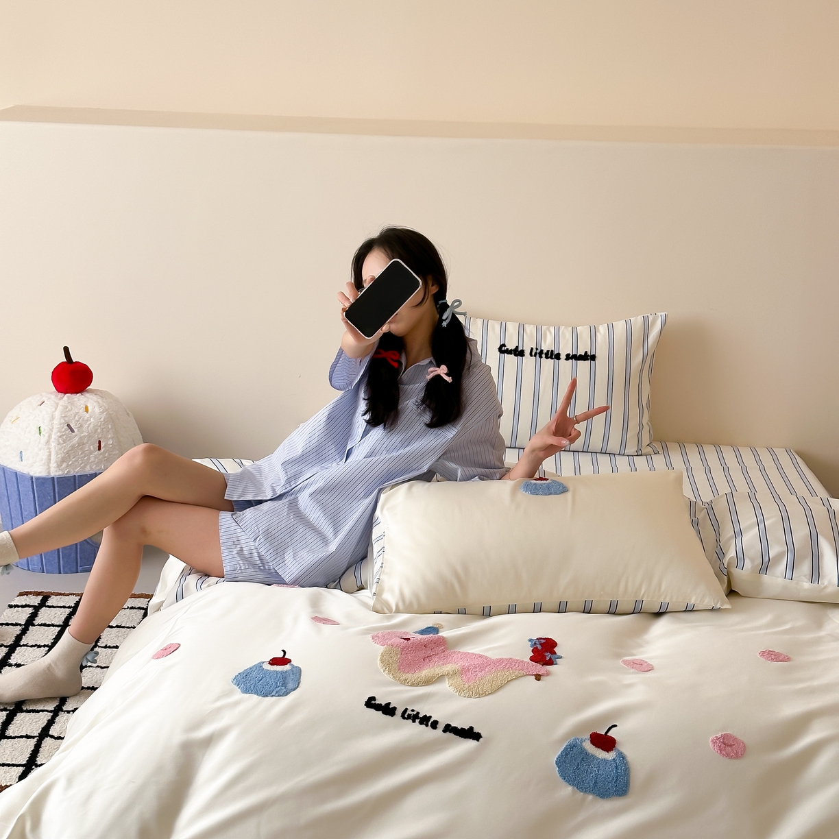 91家纺网 家纺一手货源 找家纺 （总）时光里2025新款100S卡通风贡缎毛巾绣四件套-第二波