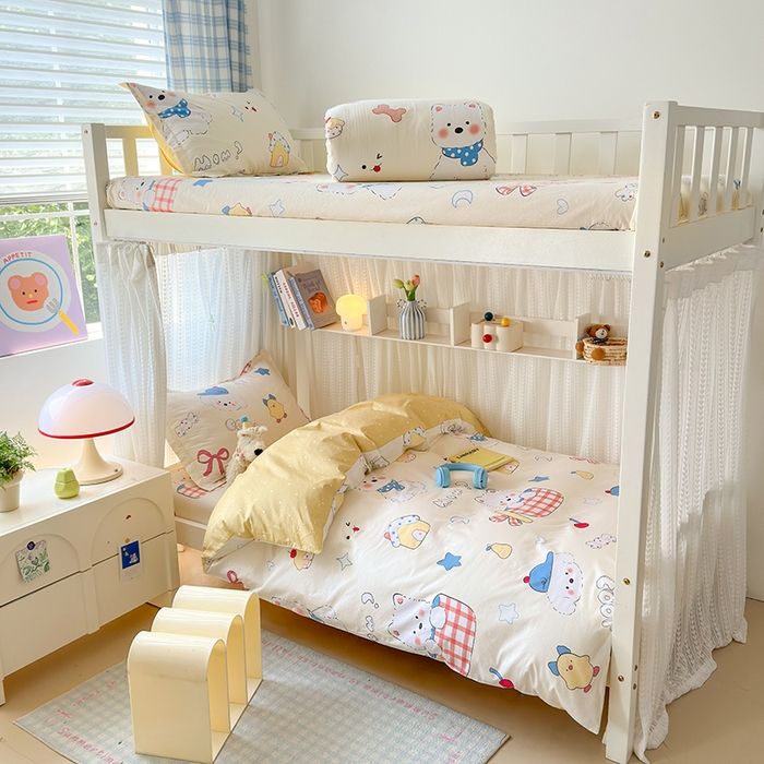 91家纺网 家纺一手货源 找家纺 拾物记 2025新款A类棉学生印花三件套 萌宠小屋