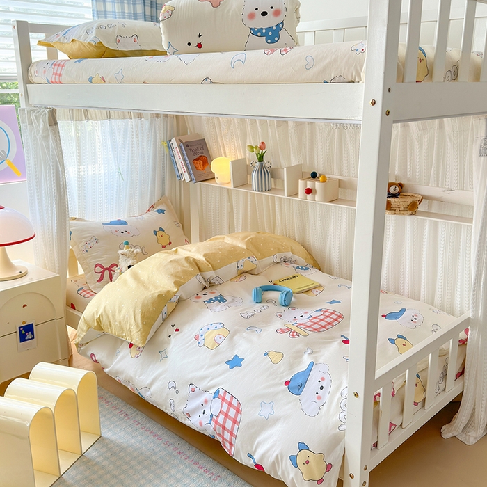 91家纺网 家纺一手货源 找家纺 拾物记 2025新款A类棉学生印花三件套 萌宠小屋