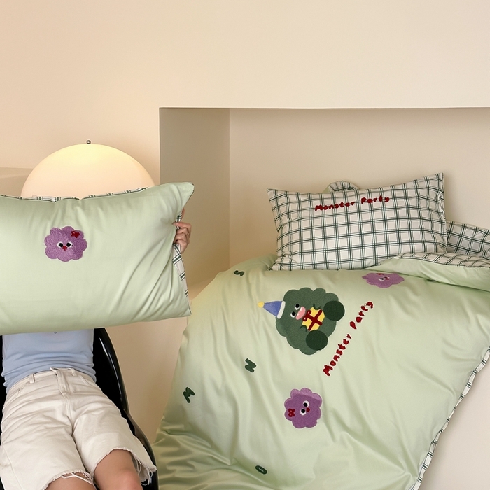 91家纺网 家纺一手货源 找家纺 （总）时光里2025新款100S卡通风贡缎毛巾绣四件套-第二波