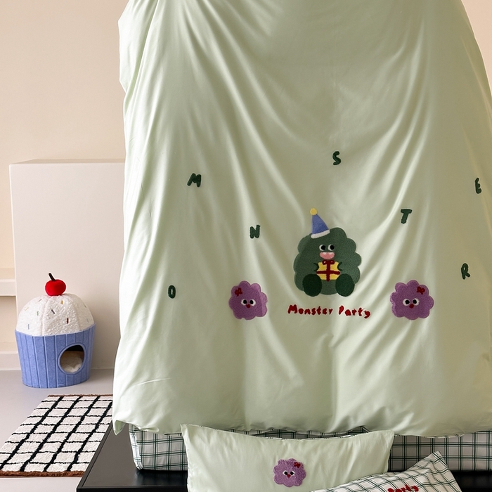 91家纺网 家纺一手货源 找家纺 （总）时光里2025新款100S卡通风贡缎毛巾绣四件套-第二波