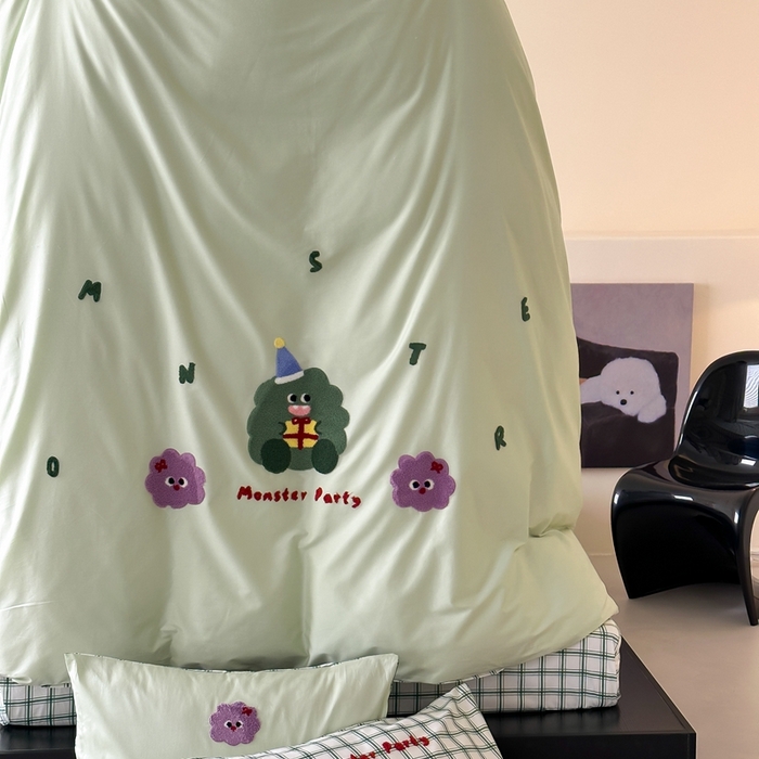 91家纺网 家纺一手货源 找家纺 （总）时光里2025新款100S卡通风贡缎毛巾绣四件套-第二波