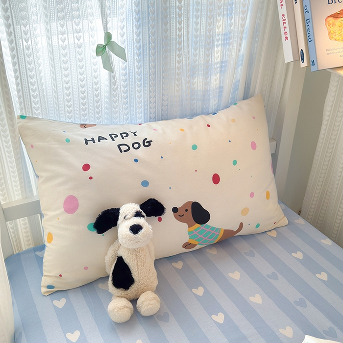 91家纺网 家纺一手货源 找家纺 拾物记 2025新款A类棉学生印花三件套 甜心汪星人（B版）