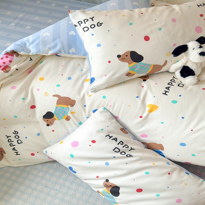 91家纺网 家纺一手货源 找家纺 拾物记 2025新款A类棉学生印花三件套 甜心汪星人（B版）