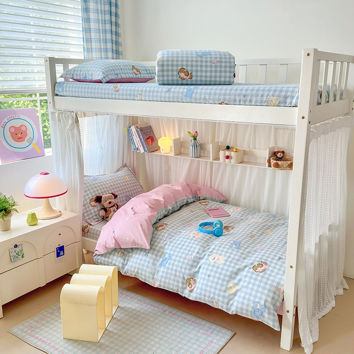 91家纺网 家纺一手货源 找家纺 拾物记 2025新款A类棉学生印花三件套 星星发夹狗