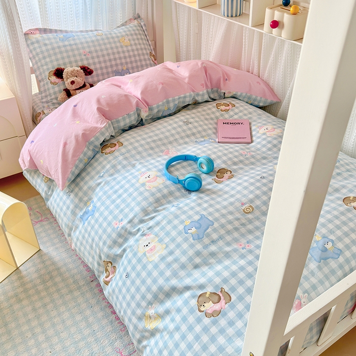 拾物记 2025新款A类棉学生印花三件套 星星发夹狗