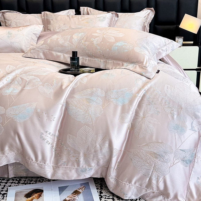 91家纺网 家纺一手货源 找家纺 （总）2025新款高端A类贡缎长绒棉四件套全棉纯棉提花被套纯色床单床笠轻奢风四季适用床上用品