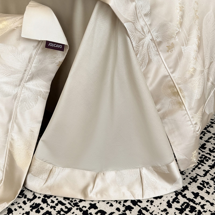 91家纺网 家纺一手货源 找家纺 2025新款高端A类贡缎长绒棉四件套全棉纯棉提花被套纯色床单床笠轻奢风四季适用床上用品 岚亭-疏影金