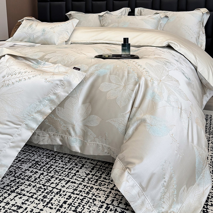 91家纺网 家纺一手货源 找家纺 （总）2025新款高端A类贡缎长绒棉四件套全棉纯棉提花被套纯色床单床笠轻奢风四季适用床上用品