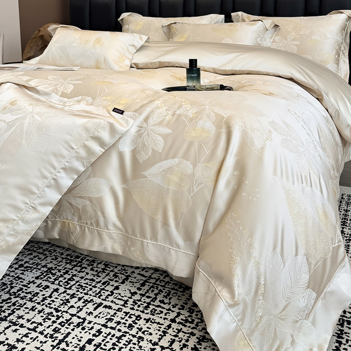 91家纺网 家纺一手货源 找家纺 （总）2025新款高端A类贡缎长绒棉四件套全棉纯棉提花被套纯色床单床笠轻奢风四季适用床上用品