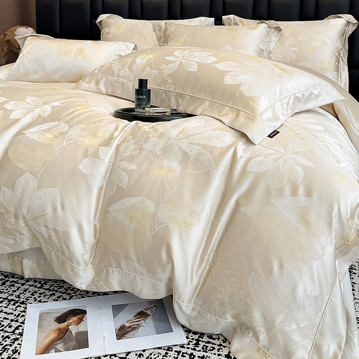 91家纺网 家纺一手货源 找家纺 （总）2025新款高端A类贡缎长绒棉四件套全棉纯棉提花被套纯色床单床笠轻奢风四季适用床上用品