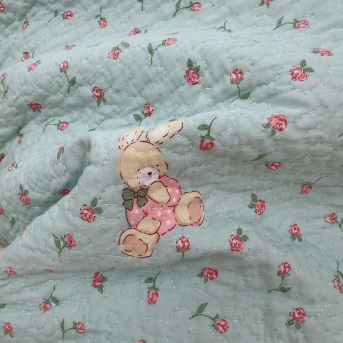 91家纺网 家纺一手货源 找家纺 暖居 2025春夏款高温砂洗棉花床盖三件套被套四件套同款纯棉夏被空调被四季  碎碎兔蓝