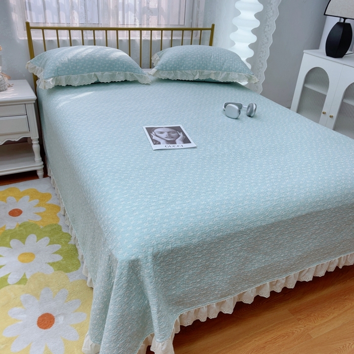 91家纺网 家纺一手货源 找家纺 暖居 2025春夏款高温砂洗棉花床盖三件套被套四件套同款纯棉夏被空调被四季 青柠