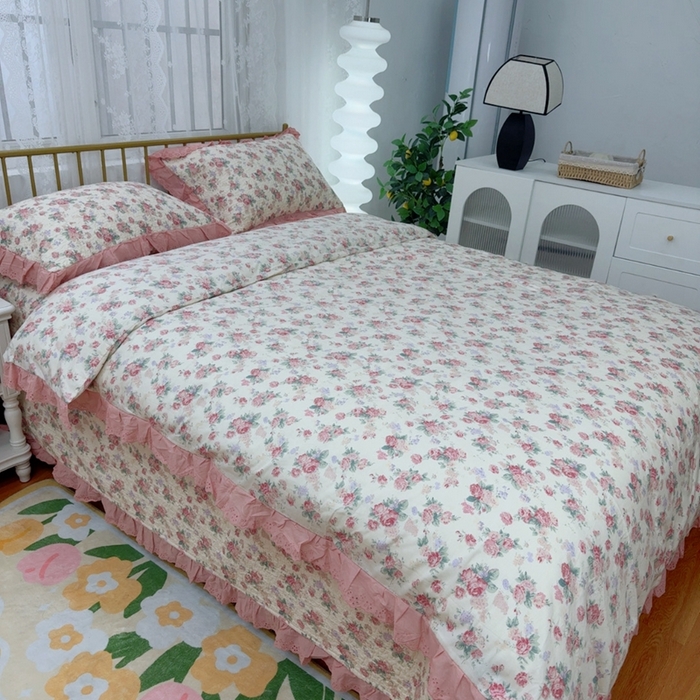 91家纺网 家纺一手货源 找家纺 暖居 2025春夏款高温砂洗棉花床盖三件套被套四件套同款纯棉夏被空调被四季 悠然花香