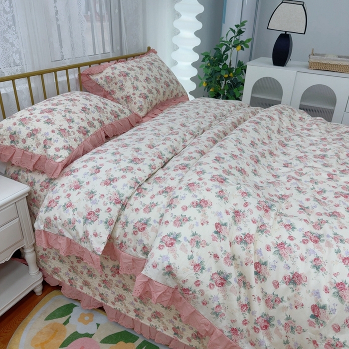 91家纺网 家纺一手货源 找家纺 暖居 2025春夏款高温砂洗棉花床盖三件套被套四件套同款纯棉夏被空调被四季 悠然花香