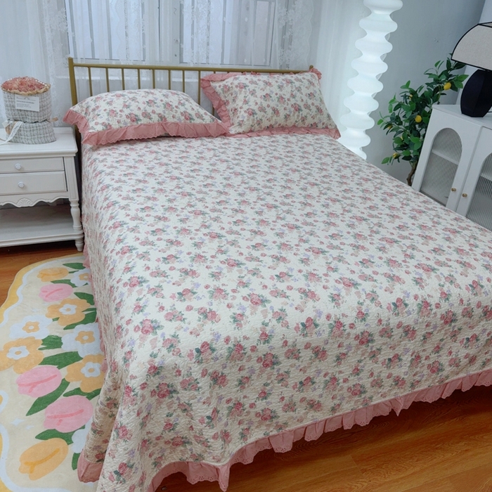 91家纺网 家纺一手货源 找家纺 暖居 2025春夏款高温砂洗棉花床盖三件套被套四件套同款纯棉夏被空调被四季 悠然花香