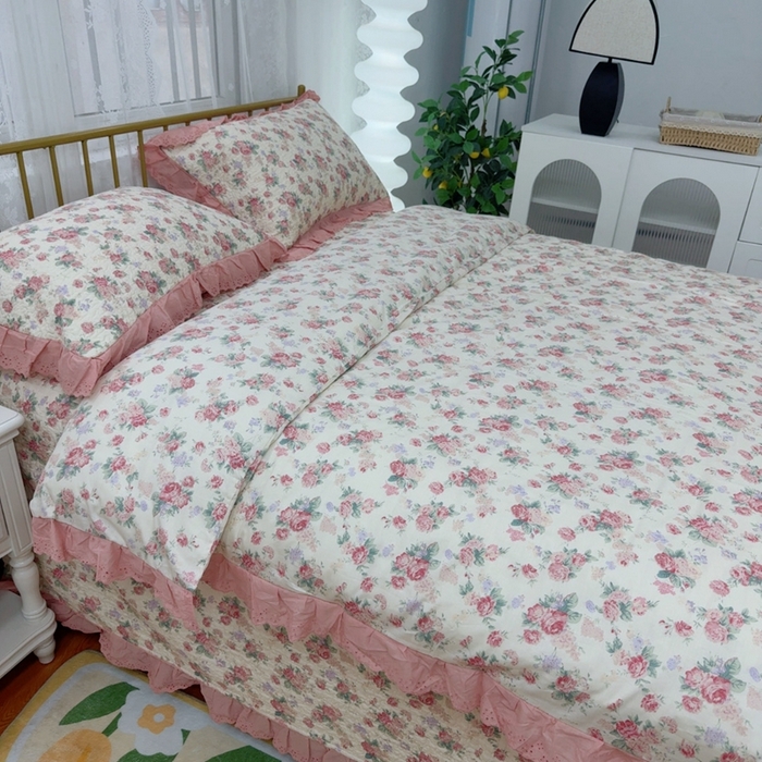 91家纺网 家纺一手货源 找家纺 暖居 2025春夏款高温砂洗棉花床盖三件套被套四件套同款纯棉夏被空调被四季 悠然花香