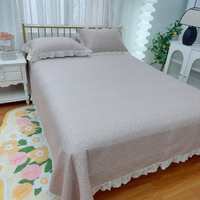 91家纺网 家纺一手货源 找家纺 暖居 2025春夏款高温砂洗棉花床盖三件套被套四件套同款纯棉夏被空调被四季 小樱桃-粉