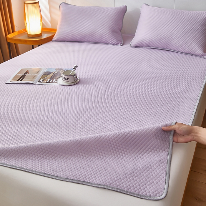 91家纺网 家纺一手货源 找家纺 希廷顿2025新款凉感丝冰豆豆凉席两件套三件套 紫色