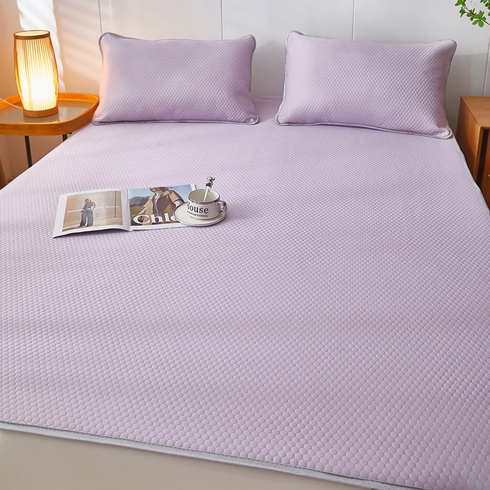 91家纺网 家纺一手货源 找家纺 希廷顿2025新款凉感丝冰豆豆凉席两件套三件套 紫色