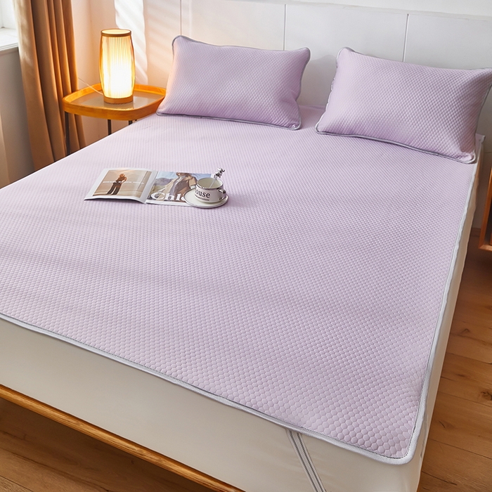 91家纺网 家纺一手货源 找家纺 希廷顿2025新款凉感丝冰豆豆凉席两件套三件套 紫色