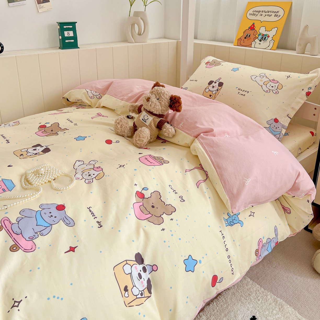 91家纺网 家纺一手货源 找家纺 春雨家居 2025新款学生季全棉三件套（预留缩水） 1.可爱颂