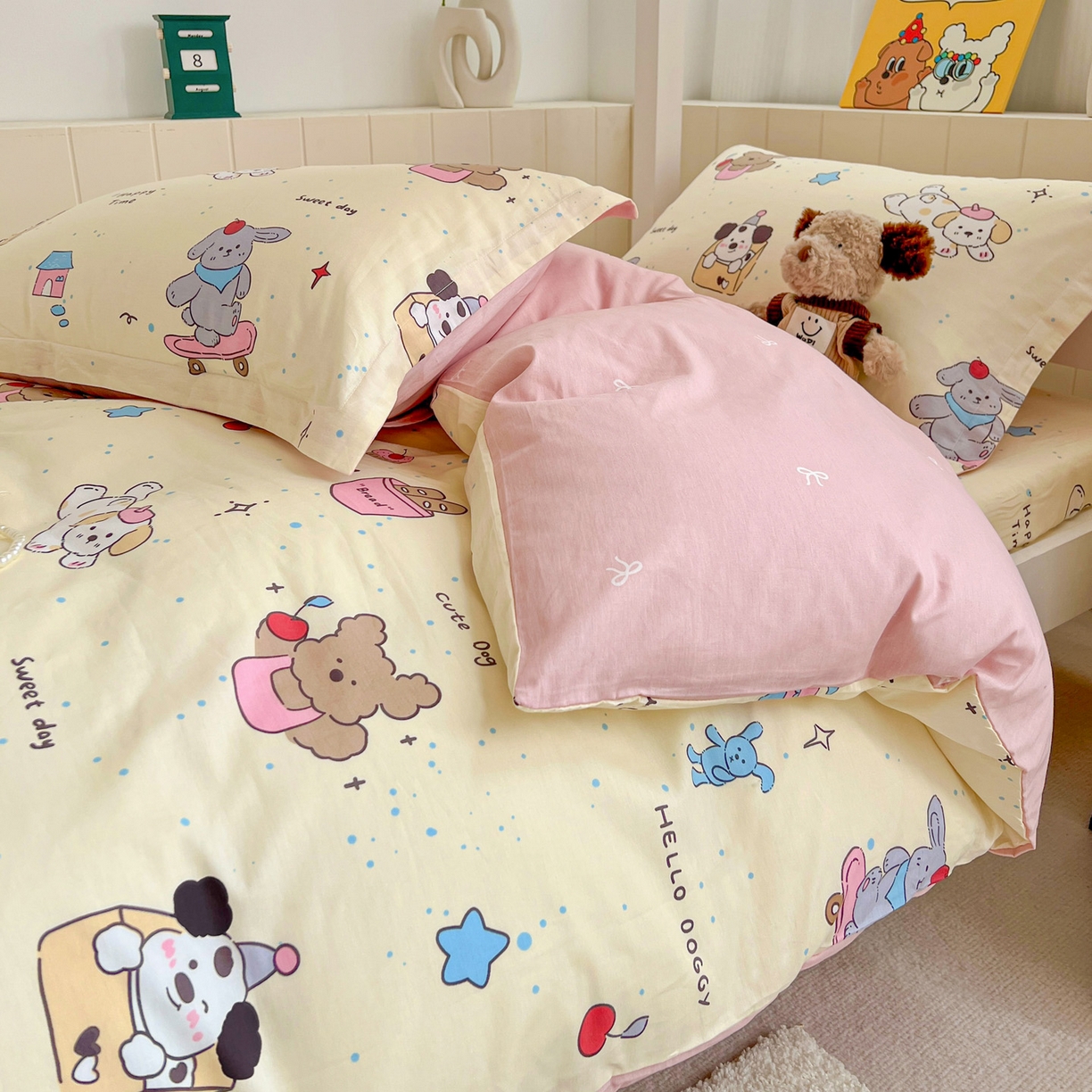 91家纺网 家纺一手货源 找家纺 春雨家居 2025新款学生季全棉三件套（预留缩水） 1.可爱颂