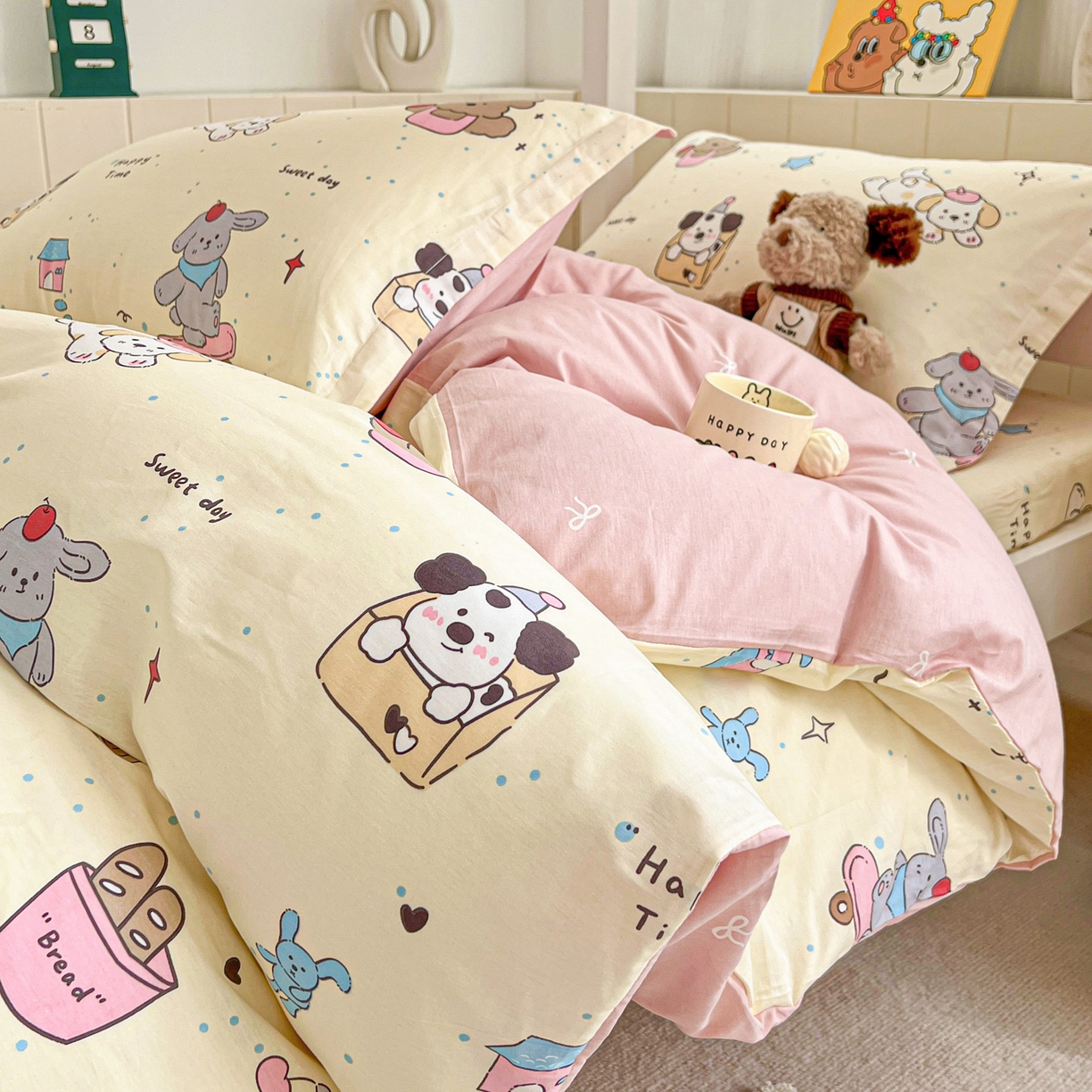 91家纺网 家纺一手货源 找家纺 春雨家居 2025新款学生季全棉三件套（预留缩水） 1.可爱颂