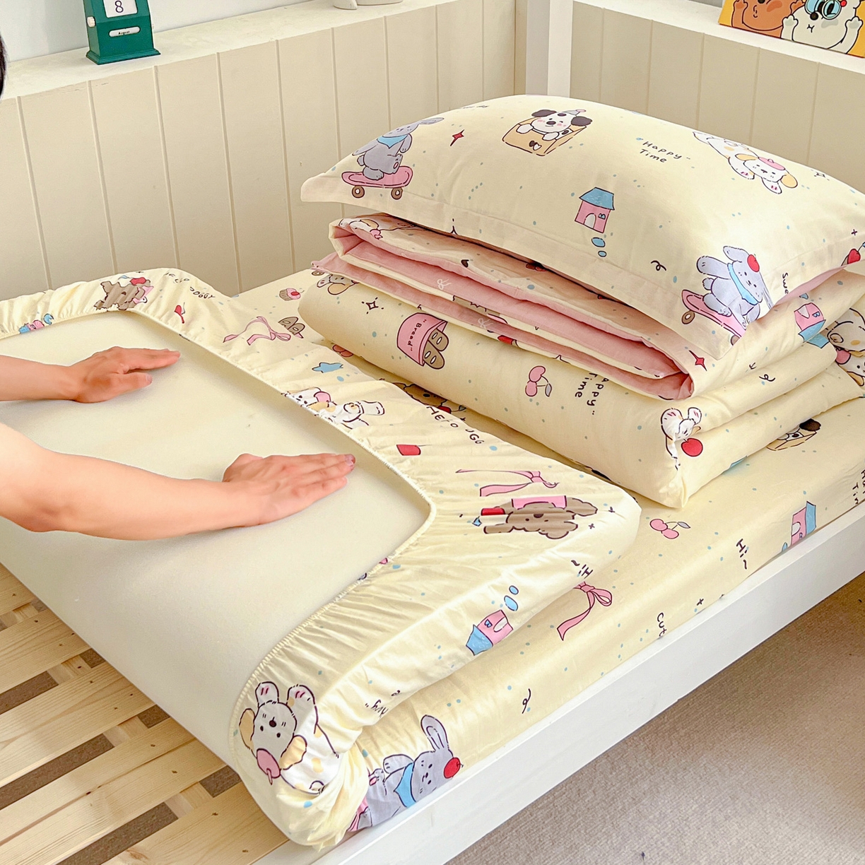 91家纺网 家纺一手货源 找家纺 春雨家居 2025新款学生季全棉三件套（预留缩水） 1.可爱颂