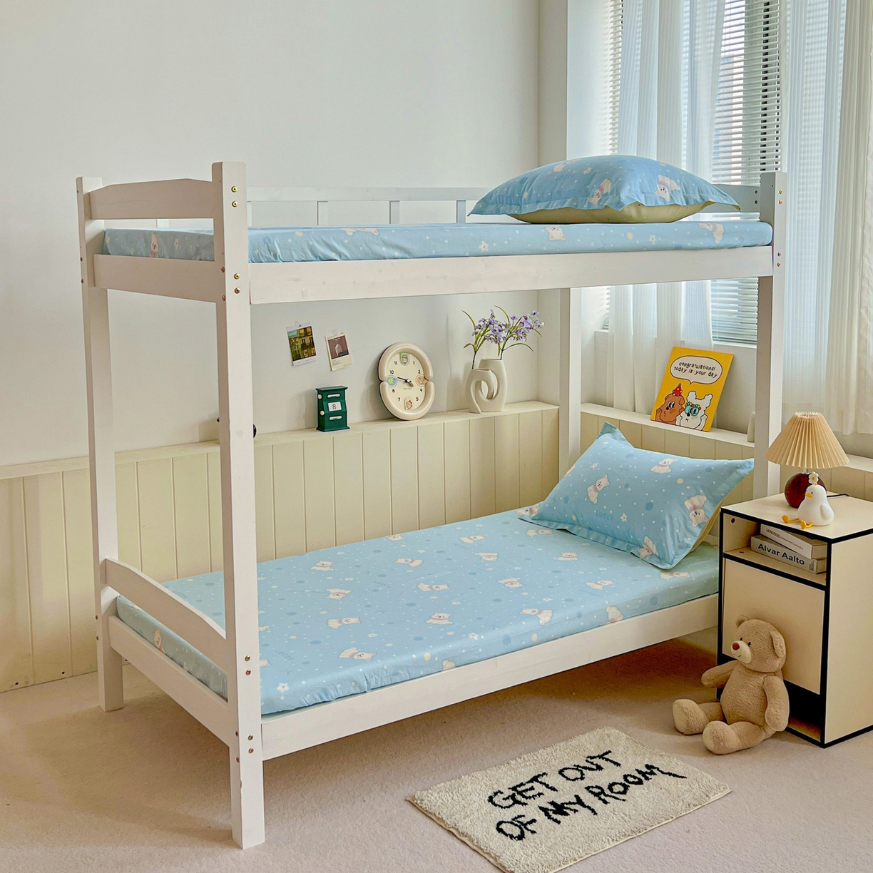 91家纺网 家纺一手货源 找家纺 春雨家居 2025新款学生季全棉三件套（预留缩水） 24.蓝色泡芙狗