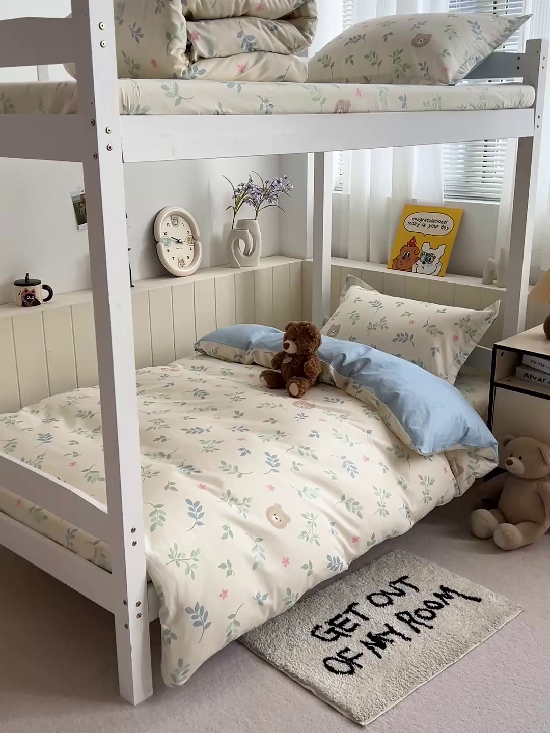 91家纺网 家纺一手货源 找家纺 春雨家居 2025新款学生季全棉三件套（预留缩水） 22.叶中萌熊