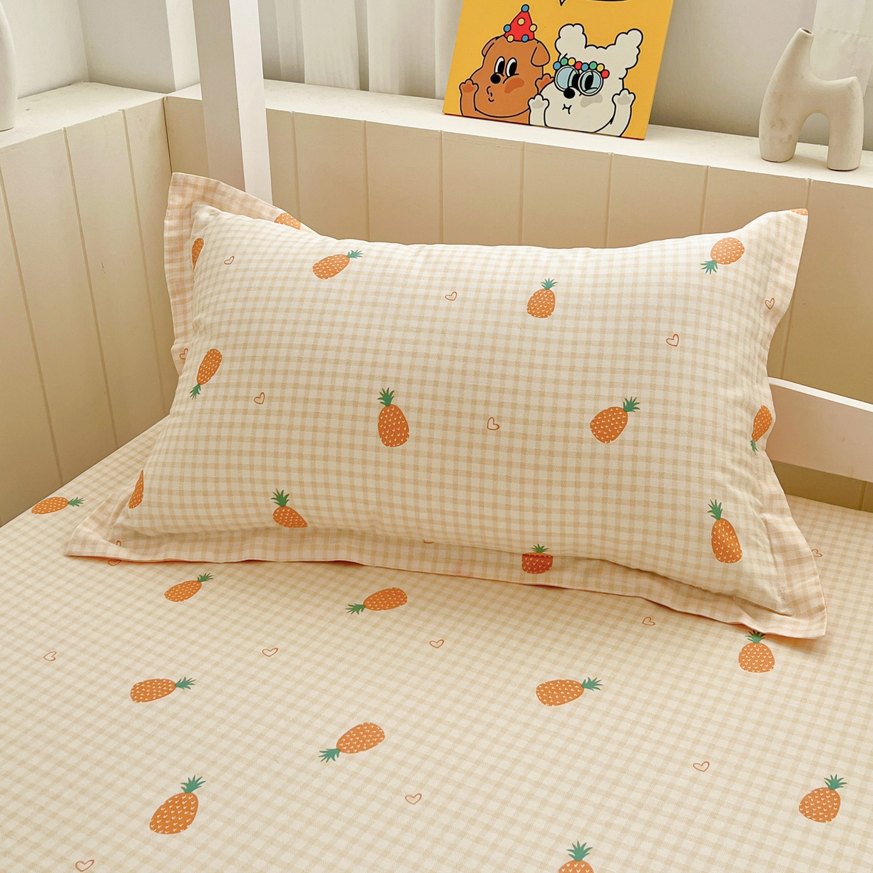 91家纺网 家纺一手货源 找家纺 春雨家居 2025新款学生季全棉三件套（预留缩水） 2.海岛菠萝