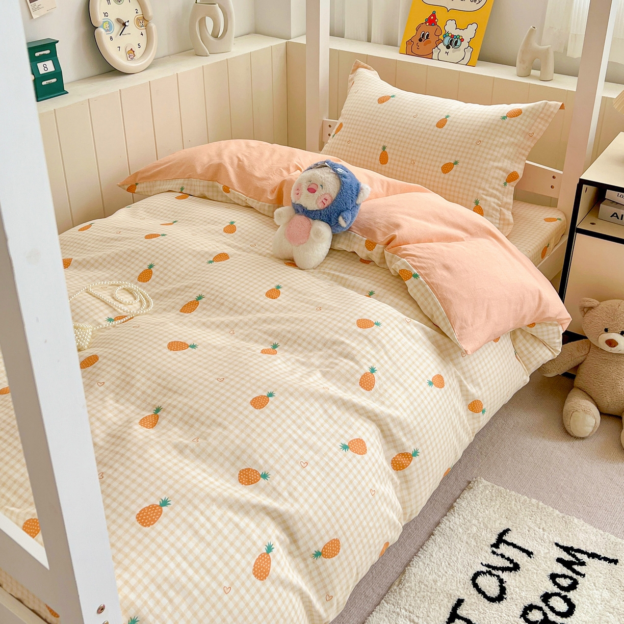 春雨家居 2025新款学生季全棉三件套（预留缩水） 2.海岛菠萝