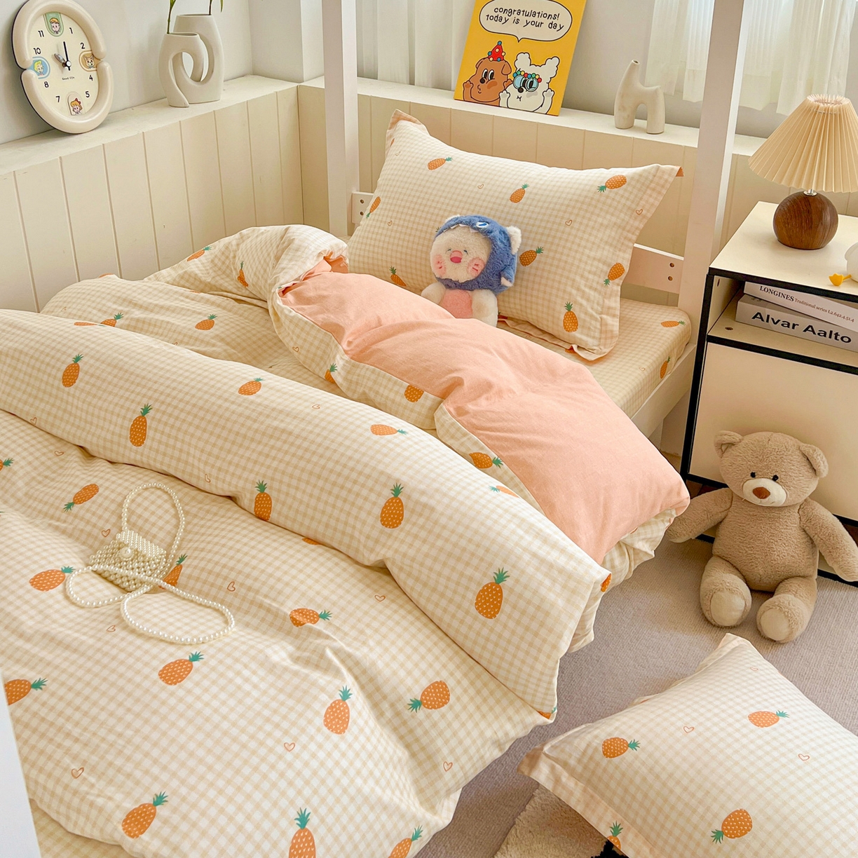 91家纺网 家纺一手货源 找家纺 春雨家居 2025新款学生季全棉三件套（预留缩水） 2.海岛菠萝